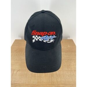 Vintage Snap-On Tools Racing Ball Cap Hat Black Checkerboard SnapBack